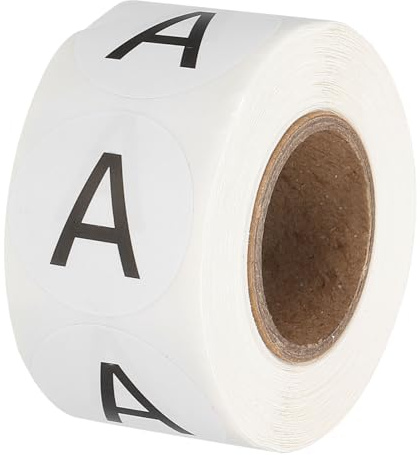 PATIKIL Lettre A Étiquettes d'Inventaire, 1 Pouce Autocollants de Lettres Capitales, Ronds et Auto-Adhésifs (1Rouleau/Total 500Pcs) pour Bureau, Stockage