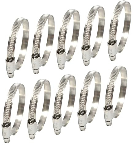 10 Pcs Adjustable Hose Clips 25-40mm, 304 Stainless Steel Worm Drive Clips for Secure Hose Connections, Flexible Water Pipe Gas Pipe Fuel Line and Tube Fittings, Durable and Corrosion Resistant