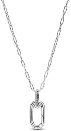 PANDORA ME Anhänger-Halskette mit aufklappbarem Glied aus Sterling-Silber, mit Zirkoniasteinen verziert, 394086C01-50