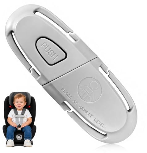 BIKPRST 1 Sujeta Cabezas Coche para Niños, Clip de Pecho para Cinturón de Seguridad de Silla de Coche Ajustable, Gris