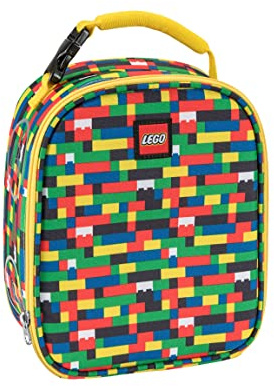LEGO Kids Heritage Classic Lunch Box, Insulated Soft Reusable Lunch Bag Meal Container for Boys and Girls, Perfect for School or Travel, Meal Tote Keeps Food and Drinks Cold with Buckle, Brick Wall