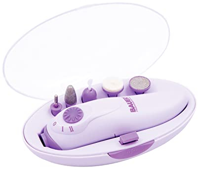 Bauer Professional 38700 - Set per manicure e pedicure, 5 accessori, funzionamento a batteria, custodia
