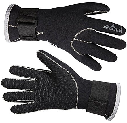 Aogolouk högkvalitets 3 mm neopren dykhandskar med magiskt spänne bälte snorkling spetsfiske vatten sport handskar Svart S