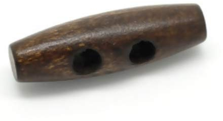 12 Holzknöpfe, Knebelknöpfe Oval 3,5 x 1,1 cm dunkelbraun 2 Löcher