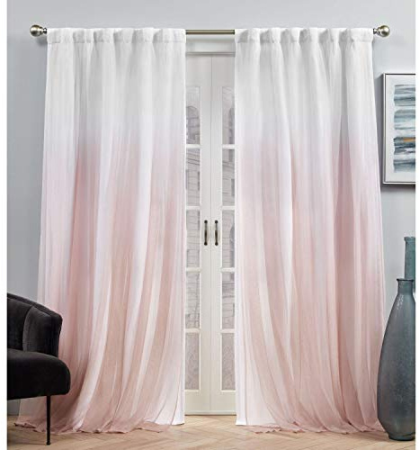 Exclusive Home Crescendo Lined Room Darkening Blackout Hidden Tab Curtain Panel Pair, 52x84, Blush, Set of 2