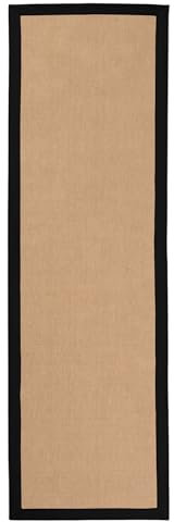 carpetfine Sisalteppich Läufer Schwarz 75x300 cm | Moderner Teppich für Wohn- und Schlafzimmer