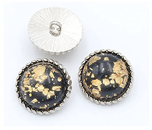 5 Pcs Round Diamond Pearl Metal Buttons Coat Buttons Sewing Accessories(Black,21mm)