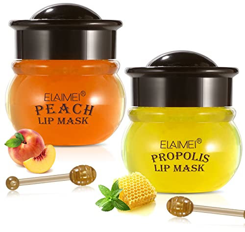 Maschera per le Labbra Idratanti Anti-invecchiamento, Lip Mask, Maschera per Dormire per Labbra per la Cura delle Labbra, Adatto a Labbro a Secco e Crepe (Miele&Pesca)