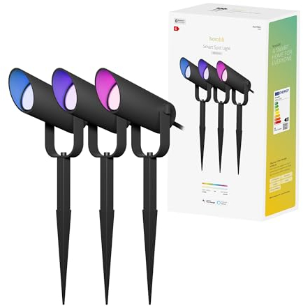 Hombli Smarter Gartenstrahler - Spot Light für Außenbereich, 16 Mio. Farben, RGB, CCT, kompatibel mit Google, Alexa, Siri, Zeitschaltuhr - 3 Stück