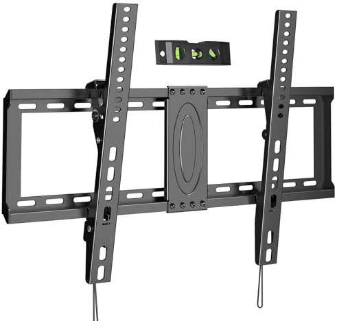 suptek Staffa da parete per TV Supporto per TV curve piatte da 37-82 fino a 60kg Staffa da parete inclinabile con livella a bolla magnetica Adatto a perni da 24 di distanza Max VESA 600x400mm MT5082