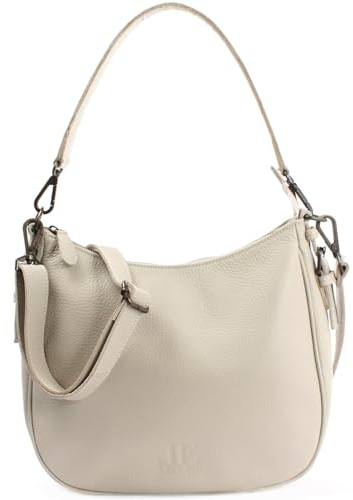 LECONI Schultertasche Henkeltasche Damentasche Umhängetasche natur weiche Ledertasche Handtasche Damen Leder 30x27x11cm beige LE0063-sof