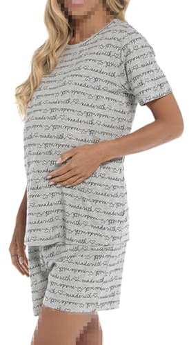 A2Z Ladies Maternity Shorts Pyjamas Set Printed Jersey Cotton Top Shorts Pyjamas Set Short Sleeves Pregnancy Nightwear PJS for Women