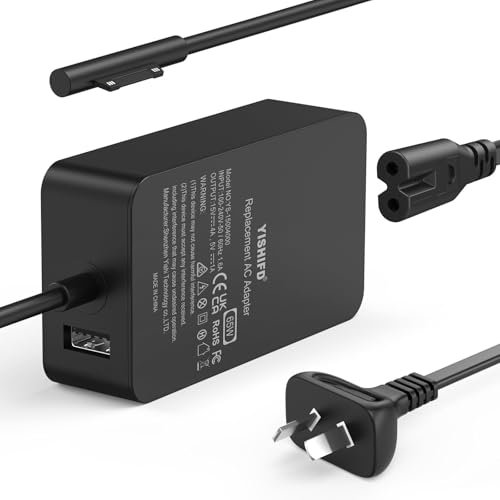 YISHIFD Surface Pro Charger, 65W Charger Compatible with Microsoft Surface Pro 9/8/7/6/5/4/3/X, Laptop 4/3/2/1, Go 1/2/3, Book 3/2/1, 15V 4A Power Supply