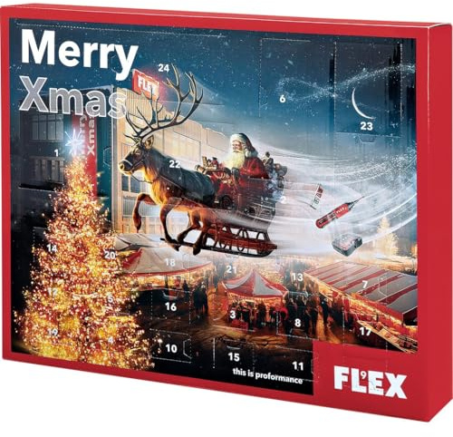 Flex Adventskalender 2024 inkl. 4V Stabschraubendreher, Laser-Entfernungsmesser und 31-Bit-Box - Weihnachtskalender, Werkzeugset, Werkzeugkalender 533102