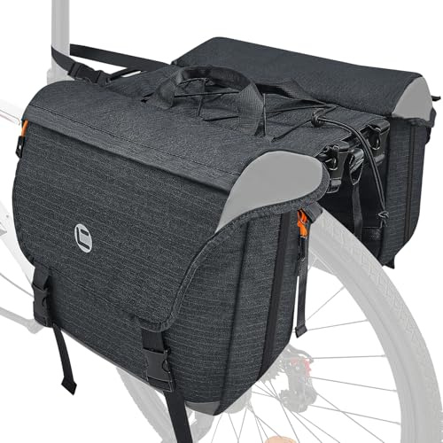 Eyein 35L Bike Pannier Bag - Water Resistant Large Capacity Bike Rear Rack Bag with Reflective Trim and Handle, Mountain Electric Bicycle Saddle Handbag Back Seat Storage Pouch for Cycling Traveling