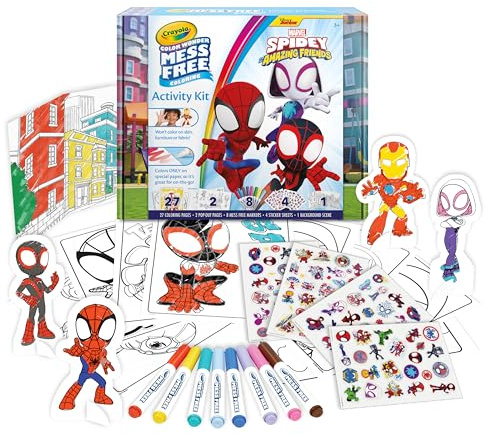 CRAYOLA - Color Wonder Activity Coffret Spidey, 40+ pièces, avec Pages à colorier, Feutres Anti-Tache, Autocollants, Personnages Pop-up, Activité Créative pour Enfants, âge 3, 75-7193