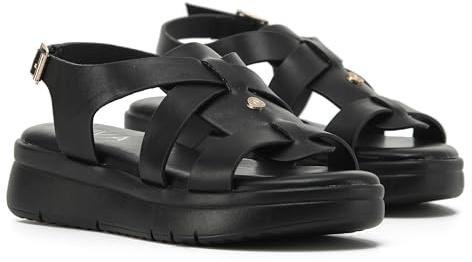 VIVASHOES Women's Lightweight Adjustable Gladiator Sandals – Flatform Small wedge Sandal - Soft Comfort Memory Foam Innersoles - True to Size Good for Wide Fit - Comfortable Summer Shoes - Black 7
