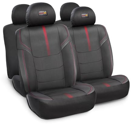 ROLMOVIL Funda Asientos Coche Delanteros Red Bull Racing Negro Rojo – Juego Fundas Asientos Universales Diseño Acolchado con Costuras Decorativas – Protector Asientos Auto Deportivo