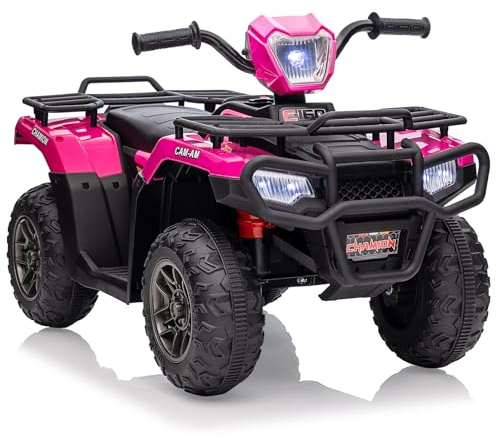RBFGYIOP Sicurezza e Divertimento per Bambini – Quad Elettrico 12V per Bambini – 4 Ruote, 2 Motori, Luci LED, Musica, USB – Regalo 3-8 Anni – Colore Rosa Rosso