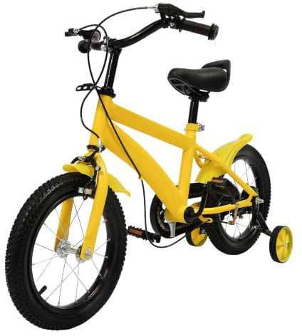 HZXXZY Vélo pour enfant 14 pour garçons et filles, jaune et noir, avec siège réglable de 43 à 49 cm, léger pour débutant, design moderne, à partir de 3 ans