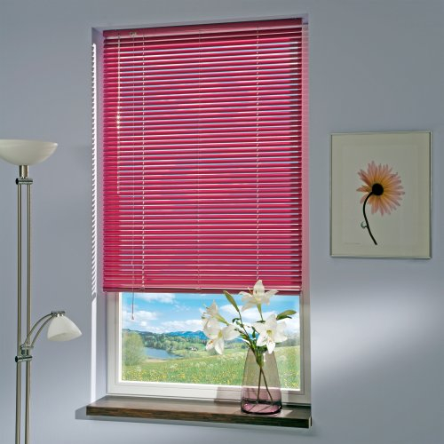 Liedeco Aluminium Jalousie 150 cm breit x 160 cm hoch Farbe Flieder Lila Alu Lamellen Metall Rollo Jalousette Fensterjalousie