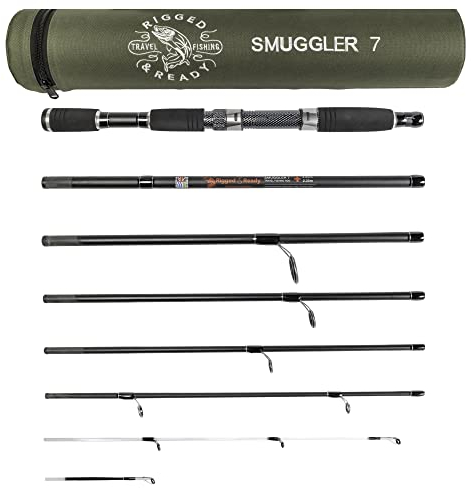 Rigged & Ready™ Smuggler 7 | Angelausrüstung, 7-teilige 260 cm & 235cm Reise-Angelrute | High Performance Angeln mit Nano Carbon Rute, unzerbrechliche Spitze | Reise Angelset komplett