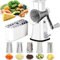 Râpe à fromage rotative 5 en 1 Mandoline Légumes Julienne Coupe-frites Coupe-noix avec poignée et base d'aspiration solide