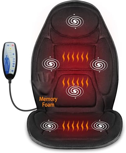 Snailax Back Massagers for Pain, Gifts for Men, Vibration Massage Seat Cushion with Memory Foam, Massage Chair Pad with Heat, Gifts for Dad