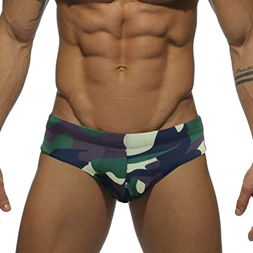 Baotung Costume da bagno da uomo, per sport acquatici, corto, aderente, BT0BH12, mimetico, L