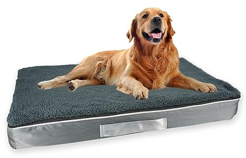 EASTLION Orthopedic Washable Dog Bed - Removable Cover, Suitable for Dog Crates, Grey, M (35.4x27.6x3.9 inch)