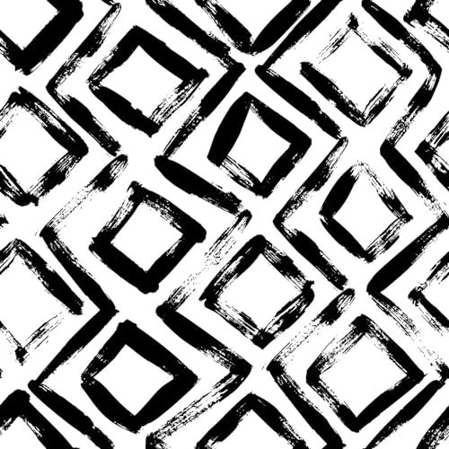 Danmyho Rectangle Pattern Wallpaper Black White Removable Contact Paper