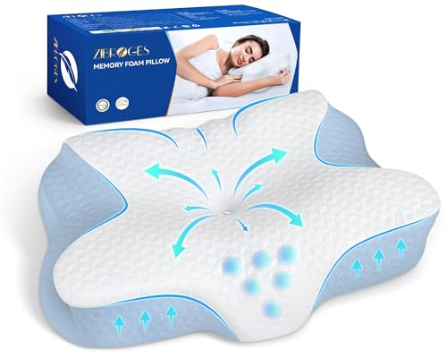 Zibroges Nackenkissen Kopfkissen Memory Foam Kissen, Komfortables Schlafkissen für den Nacken, Ideal für Seitenschläfer, Rückenschläfer und Bauchschläfer, Waschbarer Kissenbezug, 61x41x11,5cm
