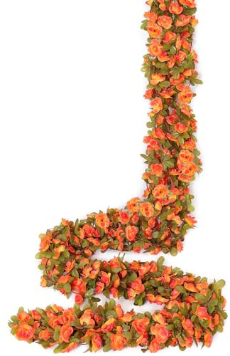 Weldomcor 5 Pack 2,45 m Guirnalda de Rosas Artificiales Flores Colgando Flores De Seda Colgante Al Aire Libre Flores Artificiales Deco para Boda Arco Dormitorio Pared Decoración (Naranja)
