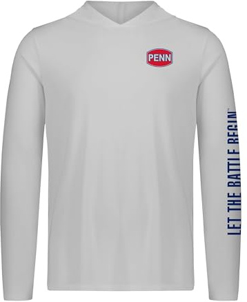 PENN Men's Performance Hooded Sun Shirt, Pearl Grey, XL