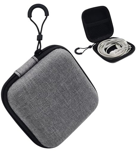 1 bolsa de almacenamiento de auriculares EVA, funda para auriculares, funda para auriculares, funda de almacenamiento portátil multifuncional con 5 correas de cable de datos, bolsas de almacenamiento