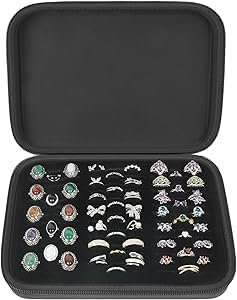 GWCASE Ring Organizer Storage Case - Jewelry Ring Display Collector Box with 42 Slots. Rings Tray Holder Showcase Fits for 50+ Rings, Earrings, Brooches and Cufflinks (Box Only)-Dark