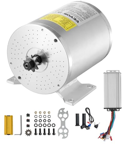 VEVOR Kit de moteur électrique sans balais, 2000 W, moteur électrique CC avec contrôleur de vitesse amélioré, kit de poignée d'accélérateur, 48 V 4300 tr/min, pour kart, vélo électrique, moto, scooter