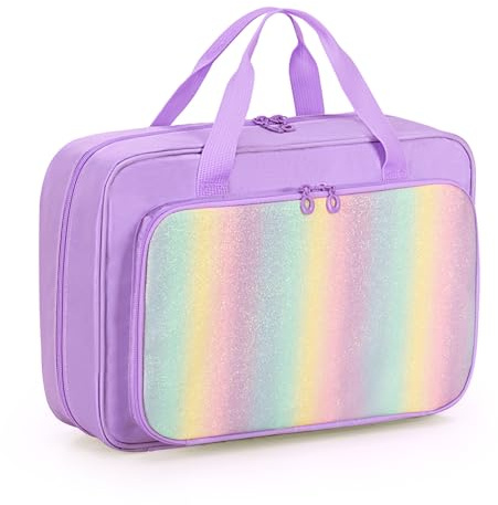 LoDrid Dolls Carrying Case Compatible with Barbie Dolls 12-Inch, Storage Bag with Handle and Pockets to Hold 6 Dolls and Accessories, Purple