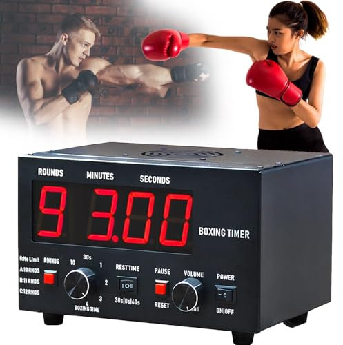 YCNLYSSR Temporizador de Gimnasio Profesional, Temporizador de intervalos de Boxeo clásico con Pantalla LED, Tiempo de Entrenamiento y repeticiones de Ciclo seleccionables, Sonido Ajustable, Rood