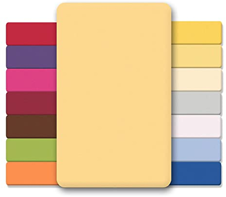 CelinaTex Jersey Spannbettlaken Lucina für Kids Doppelpack 60x120-70x140cm Creme gelb 100% Baumwolle gekämmt superweich Spannbettbezug, Leintuch, Bettlaken, elastisch, Strech, Oeko-Tex