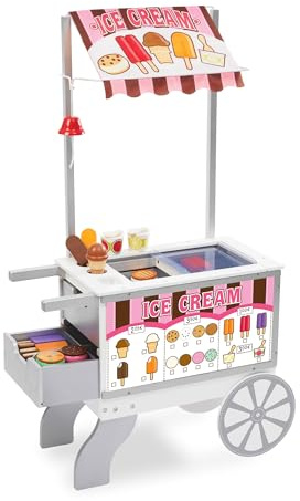 Melissa & Doug - Chariot Ambulant Snacks Et Sucreries 40 Pièces - Chariot En Bois Enfant - Jeu Imitation - Jouet En Bois - Jouet D'Activité, Développement Et Apprentissage - Cadeau Enfant 3 Ans Et +