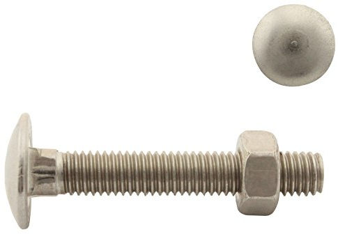 Flachrundschrauben/Schlossschrauben mit Sechskantmuttern - M6x35 - (25 Stück) - Vollgewinde - DIN 603 / DIN 934 - Edelstahl A2 (V2A) - SC603 / SC934