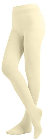 EMEM Apparel Women's Ladies Solid Colored Opaque Dance Ballet Costume Microfiber Footed Tights Stockings Fashion Ivory E