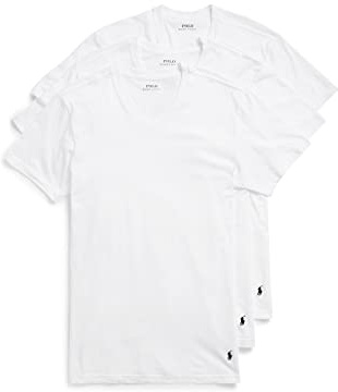 Polo Ralph Lauren Men's Classic Fit Cotton V-Neck Tee, White/Cruise Navy, XX-Large