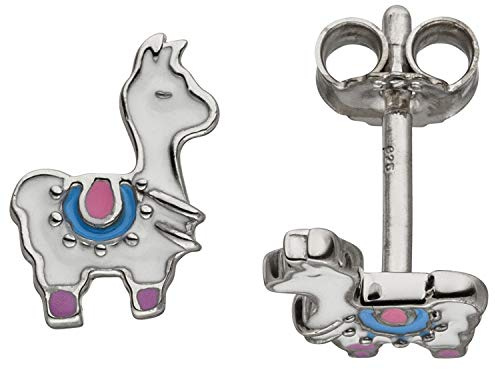 Jobo Kinder-Ohrstecker Lama weiß aus 925 Sterling Silber