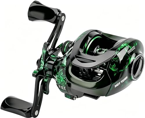 Carrete de Pesca Baitcasting,Sistema de frenado magnético para la Pesca en Agua Salada y Agua Dulce, carretes de Pesca Baitcaster con rodamientos de Bolas de Acero Inoxidable 18+1BB, Disponible en