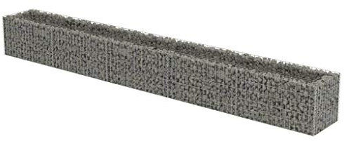 Susany Gabionen-Hochbeet Drahtkorb Gabionen-Pflanzkorb Steinkorb Gabionenkörbe Steinkörbe Blumenkasten Gabione Pflanzkübel ,450 x 50 x 50 cm (L x B x H),Hohe Belastbarkeit,Verzinkter Stahl Silbern