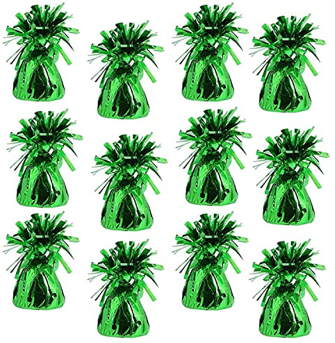 Metallic Balloon Weights, Birthday Party Favors, Novelty and Gag Gifts, 5.5 Inches, 12-Pack (Green)