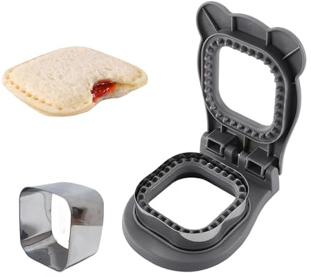BOSIDETOOL Sandwich Cutter and Sealer, Decruster Sandwich Maker for kids lunch Uncrustable Sandwich Maker，Easy for School Lunchbox and Bento Box Square - Grey