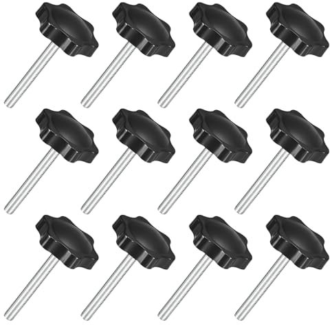 QUARKZMAN 12pz M5 x 40mm Pomelli a Stella, Manopola Serraggio a Forma Esagonale Plastica Vite Manopola Ricambio Serraggio Manuale per Sostituzione Manopola Base Ombrellone